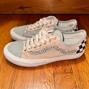 Vans Old School Lace Up Sneakers blue denim and checkerboard